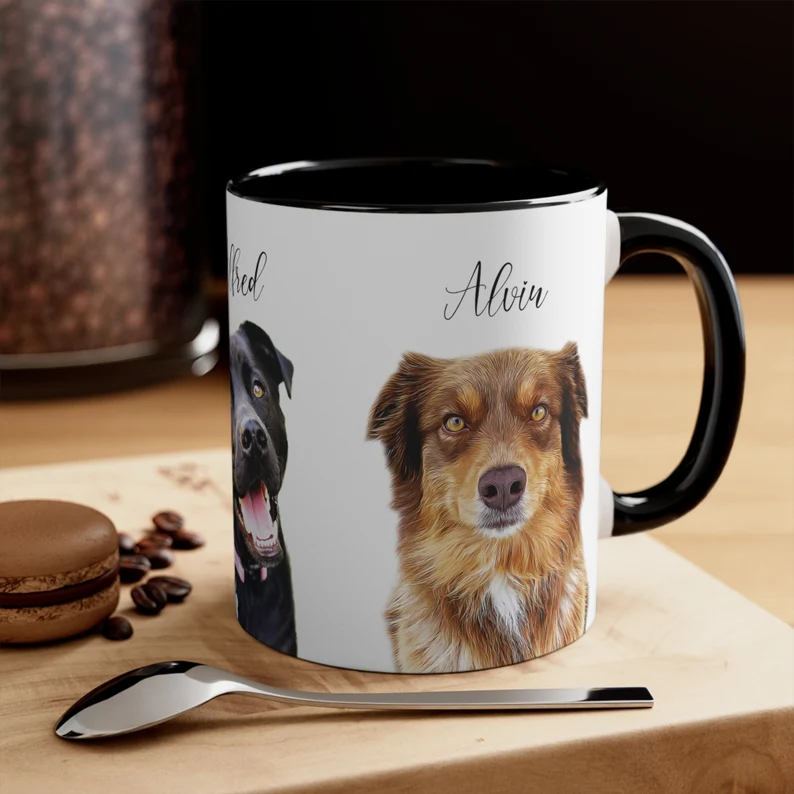 Custom Mug From Photo, Christmas Gift For Pet Parents, Dog Lover Gift, Digital Pet Portrait, Pet Painting, Coffee Mug, Dog Dad Gift, Cat Dad