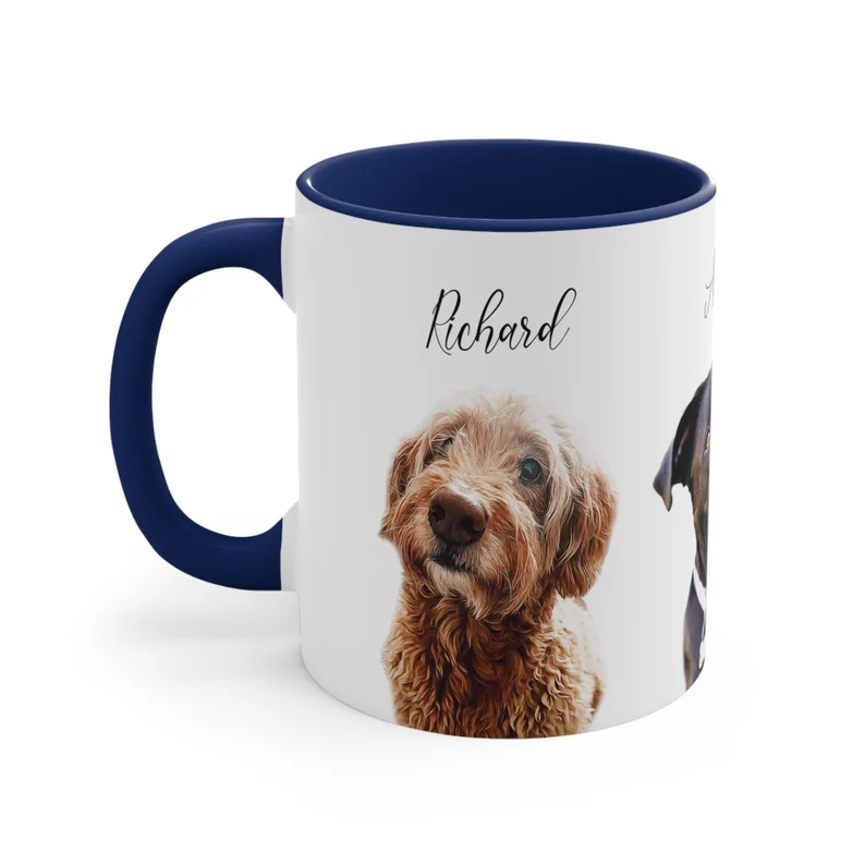 Custom Mug From Photo, Christmas Gift For Pet Parents, Dog Lover Gift, Digital Pet Portrait, Pet Painting, Coffee Mug, Dog Dad Gift, Cat Dad