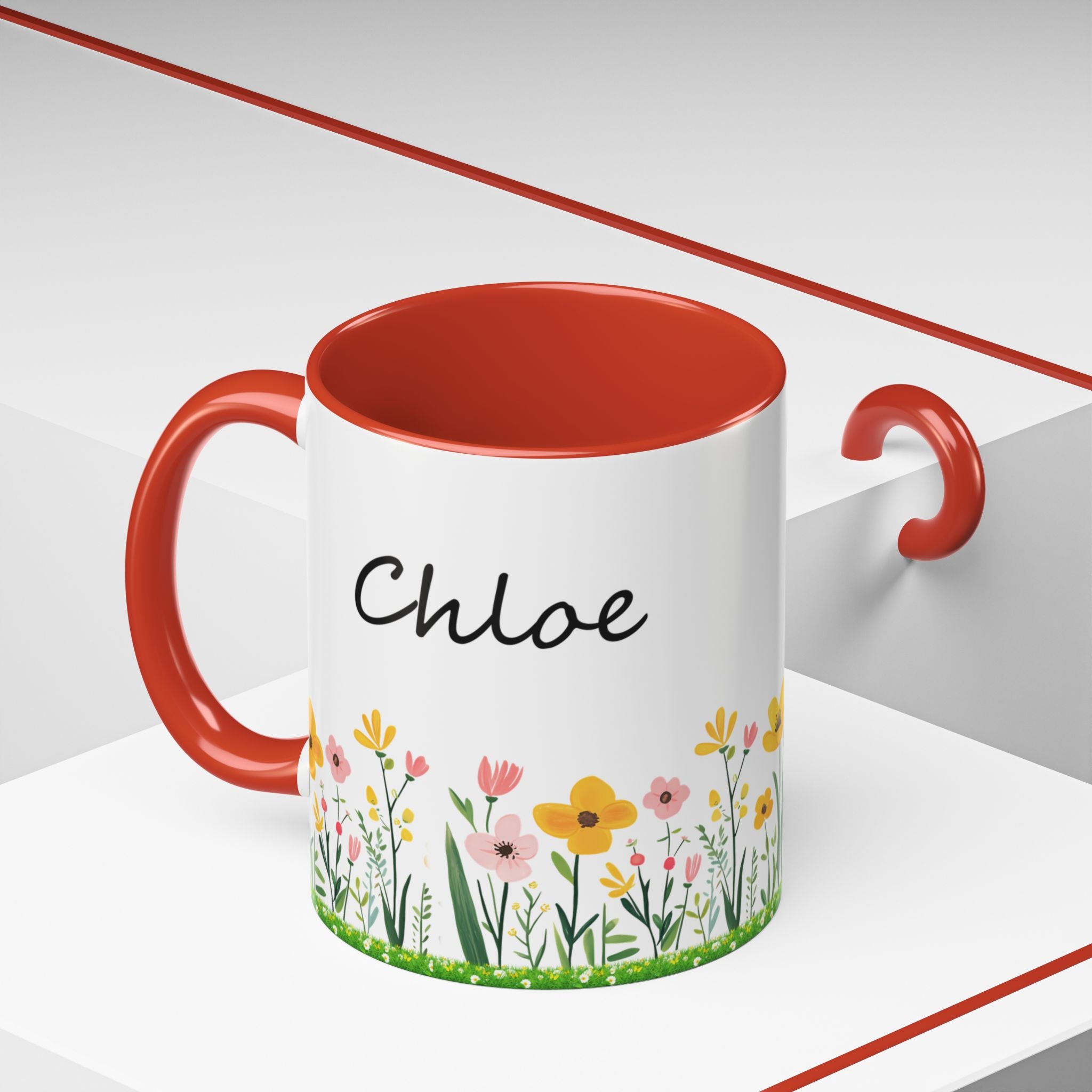 Personalized Wildflowers Mug, Custom Name Mugs, Floral Coffee Cup, Custom Birthday Gift, Gift for Mom, Women, Wildflowers, Mothers Day 11oz