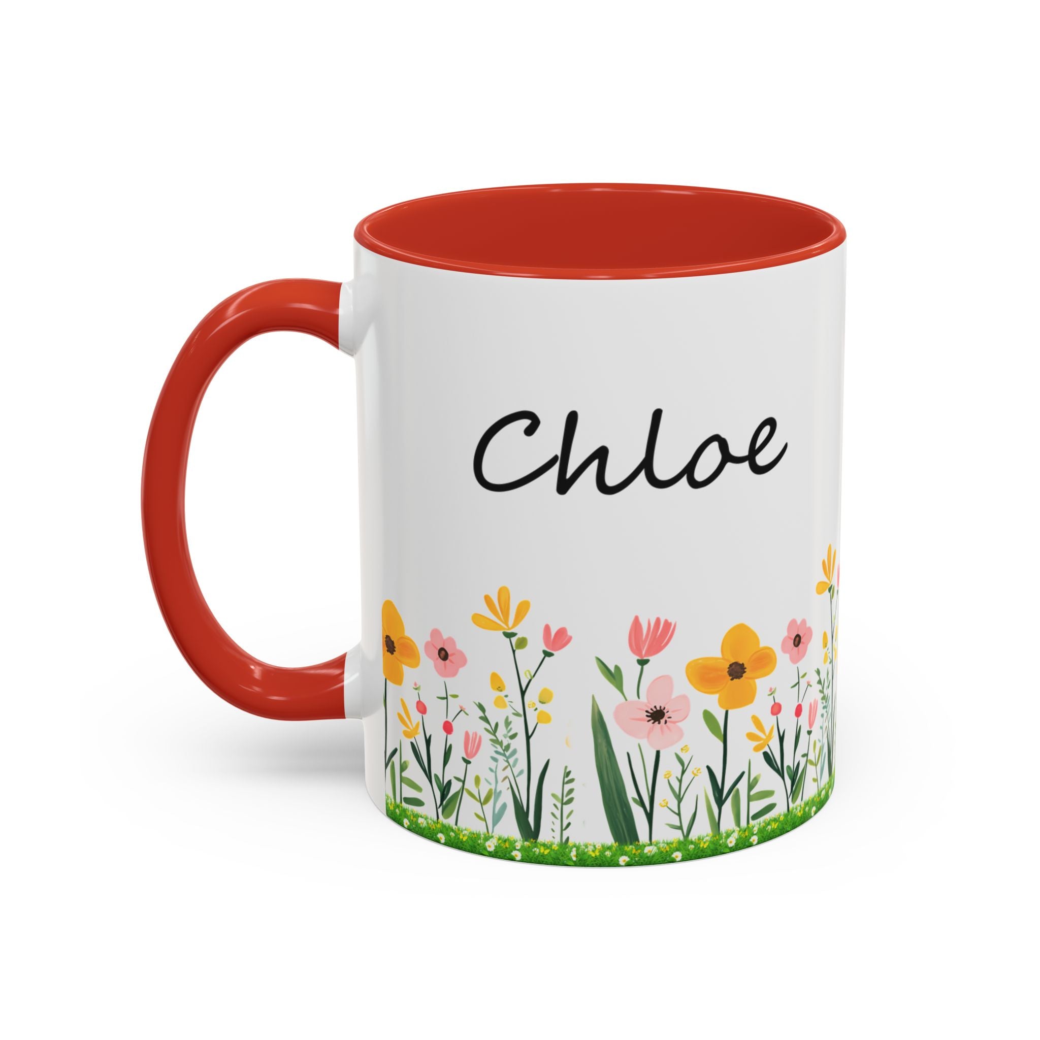 Personalized Wildflowers Mug, Custom Name Mugs, Floral Coffee Cup, Custom Birthday Gift, Gift for Mom, Women, Wildflowers, Mothers Day 11oz