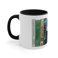 Custom 12 Book Spine Mug, Design Your Own Mug, Dishwasher and Microwave Safe, Gift for Book Lovers, 12 Books Custom Mugs, 11 oz Ceramic Mug