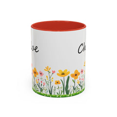 Personalized Wildflowers Mug, Custom Name Mugs, Floral Coffee Cup, Custom Birthday Gift, Gift for Mom, Women, Wildflowers, Mothers Day 11oz