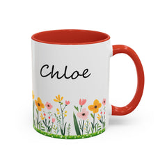 Personalized Wildflowers Mug, Custom Name Mugs, Floral Coffee Cup, Custom Birthday Gift, Gift for Mom, Women, Wildflowers, Mothers Day 11oz