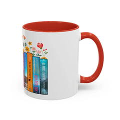 Floral Custom 12 Book Spine Mug, Customize Mug, Dishwasher and Microwave Safe, Gift for Book Lovers, 12 Books Custom Mugs, 11oz Ceramic Mug