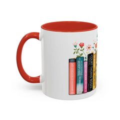 Floral Custom 12 Book Spine Mug, Customize Mug, Dishwasher and Microwave Safe, Gift for Book Lovers, 12 Books Custom Mugs, 11oz Ceramic Mug