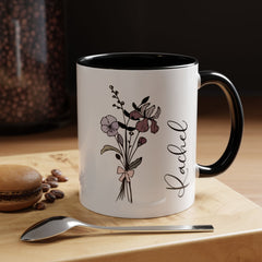 Personalized Coquette Birth Flower Mug, Custom Floral Coffee Mug, Gift For Mom, Gift For Daughter, Best Friend Gift, Gifts Under 11oz Mug
