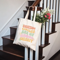 Funny Knitting Tote Makes Great Mother's Day Gift for Moms Who Knit; Knitting Circle Bag for Friend's Birthday; Gifts for Knitting Lovers